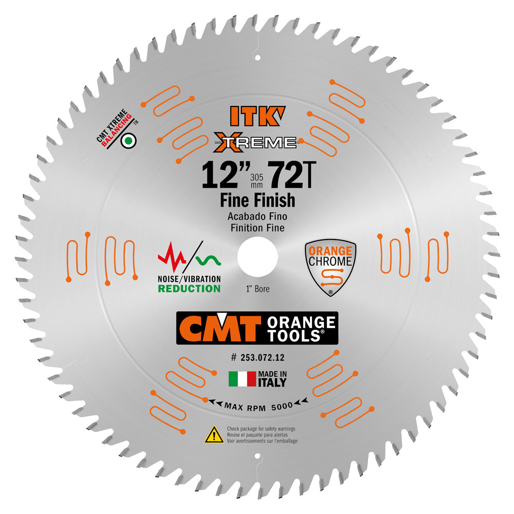 CMT 253.072.12 ITK Xtreme - Sliding Fine Finish Circular Saw Blade 12"