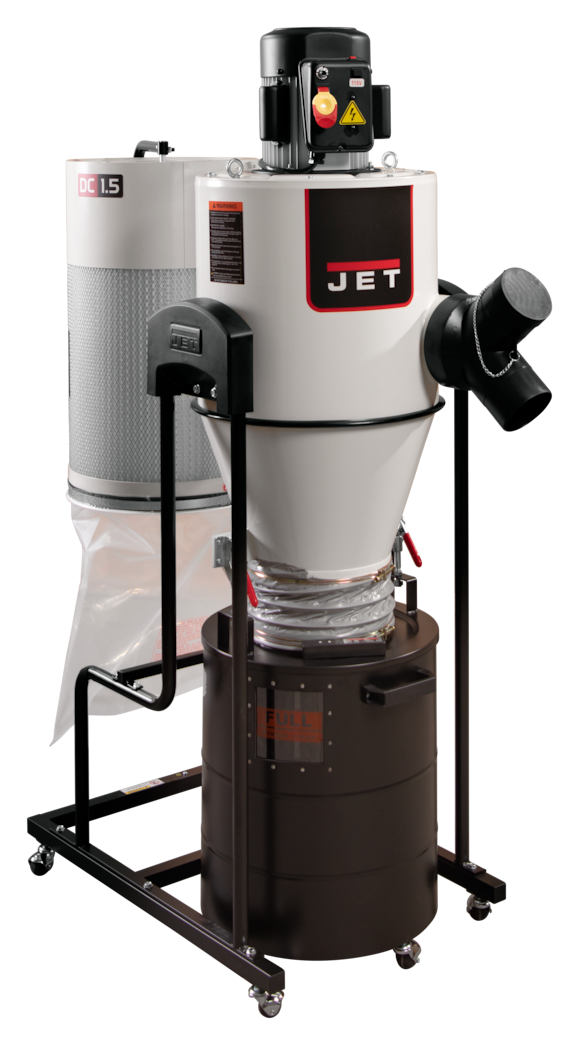 JET JCDC-1.5 Cyclone Dust Collector, 2-Micron Filter, 763 CFM, 1-1/2 HP, 1Ph 115V