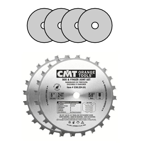 CMT 230.224.01 Blade for Box and Finger Joint Set with 8-Inch Diameter by 24 Teeth FTG Grind and 5/8-Inch Bore