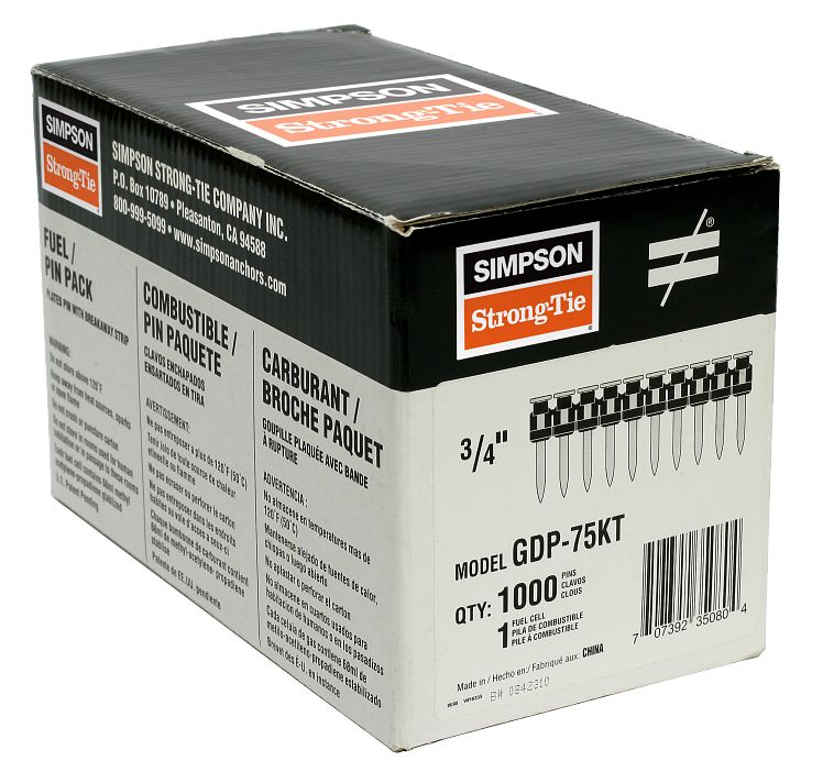Simpson Strong-Tie GDP-150KT 1-1/2" Pins w/ Fuel for Gas Concrete Nailer 1000ct