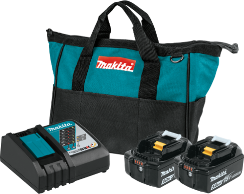 Makita BL1850BDC2 18V LXT Lithium Ion Battery and Rapid Optimum Charger Starter Pack (5.0Ah)