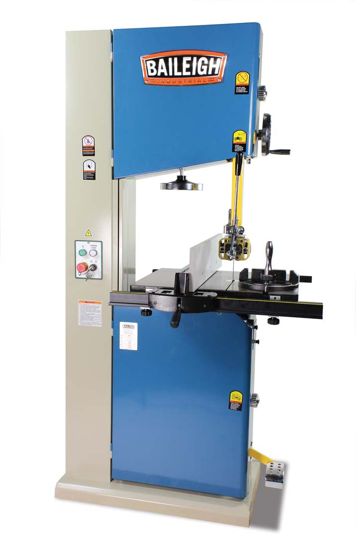Baileigh WBS-18-1.0 3HP 220V 1 Phase 18" Industrial Wood Working Vertical Bandsaw, 20" x 24" Table Size