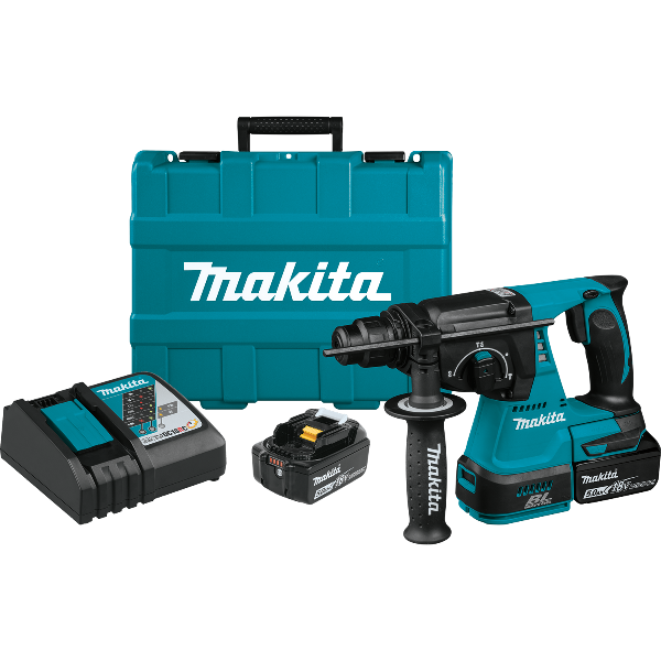 Makita XRH01T 18-Volt LXT Lithium-Ion 1 in. Brushless Cordless SDS-Plus Concrete/Masonry Rotary Hammer Drill with (2) Batteries 5.0Ah