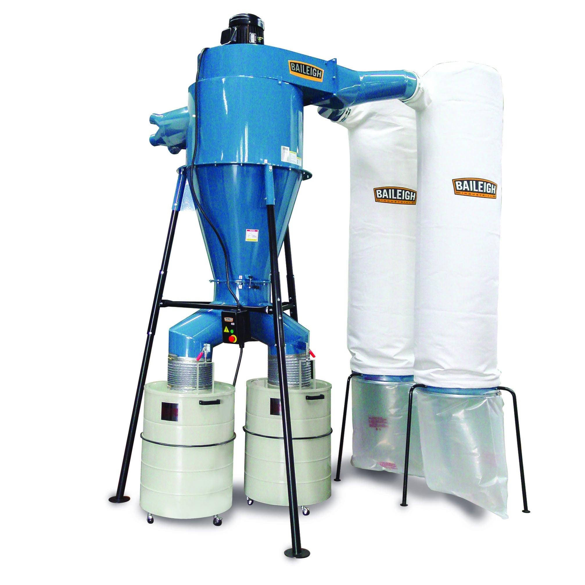Baileigh DC-6000C 10HP 440V 3 Phase Cyclone Style Dust Collector with Remote Start and 1 Micron Bag Filters, 6000 CFM