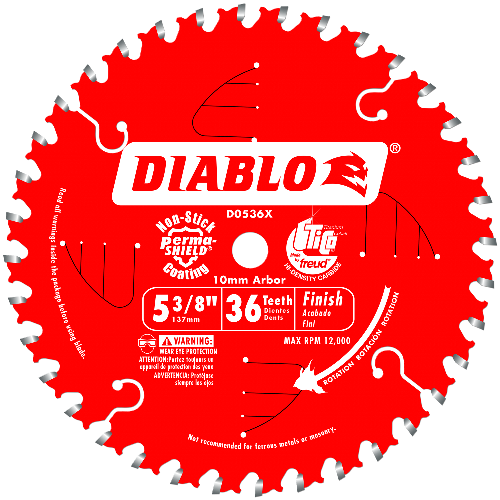 Diablo D0536X 5-3/8-Inch 36 Tooth ATB Finish Cordless Trim Saw Blade