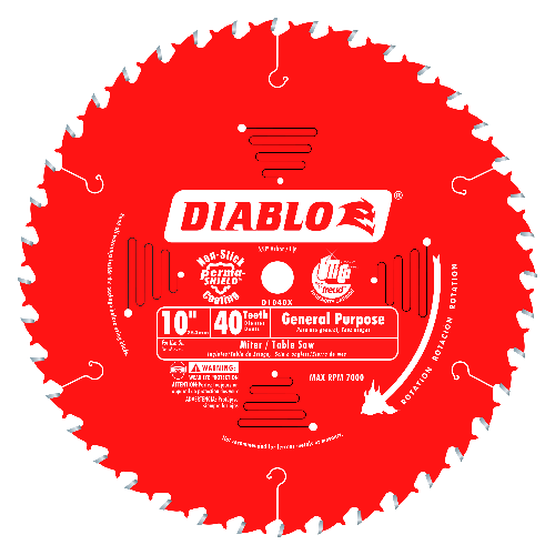Diablo D1040X 10" 40T Diablo General Purpose Chop Miter and Table Saw Blade