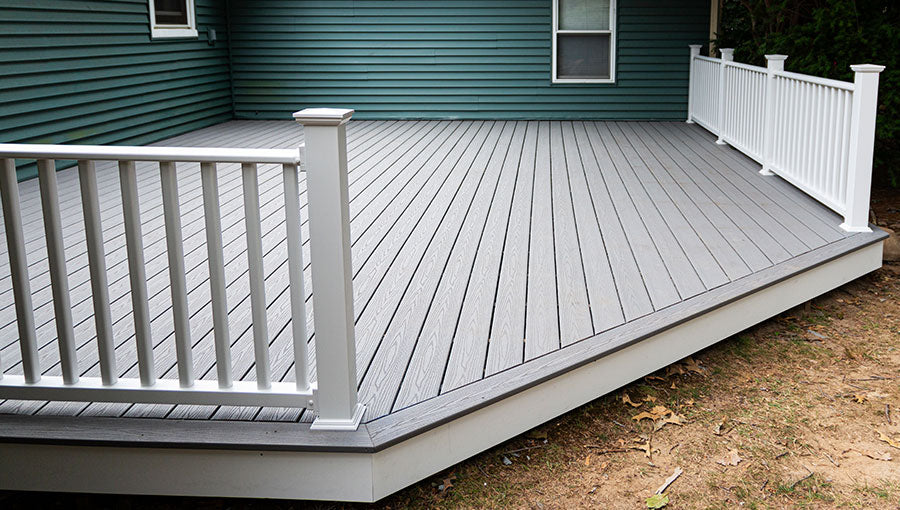 New composite deck on the back of a house