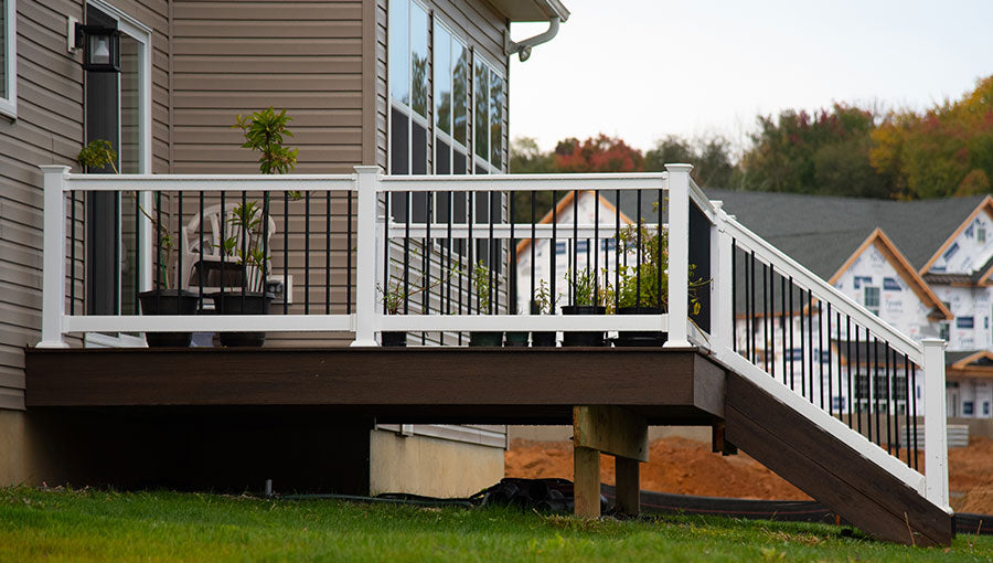 White veranda and railing posts porch wall