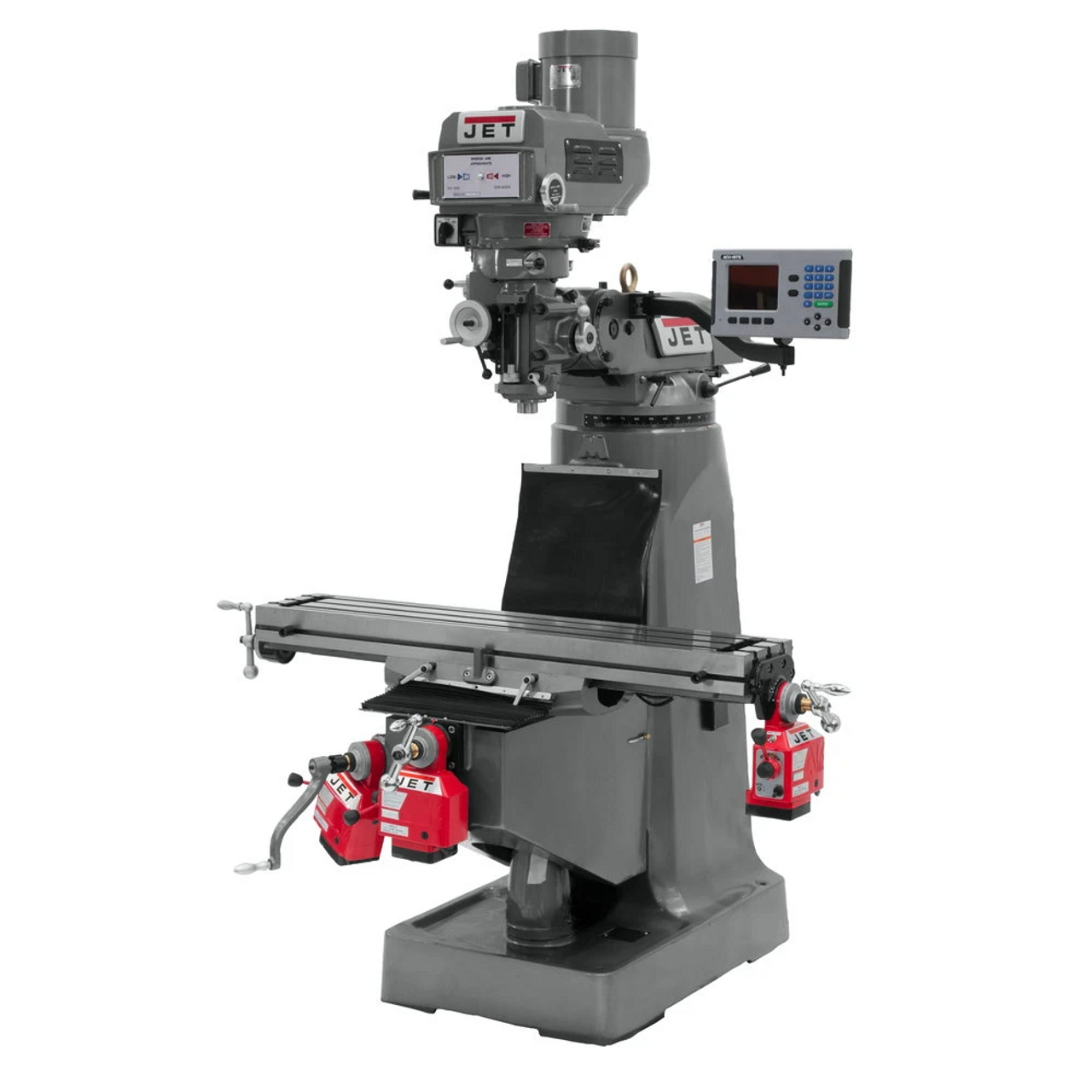 JET JTM-4VS Mill with 3-Axis ACU-RITE 203 DRO (Quill) with X,Y and Z-Axis Powerfeeds 460V