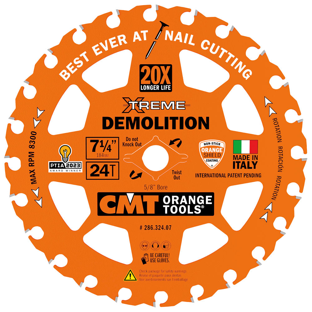 CMT 286.324.07 7-1/4in 24T Wood Demolition Circular Saw Blade