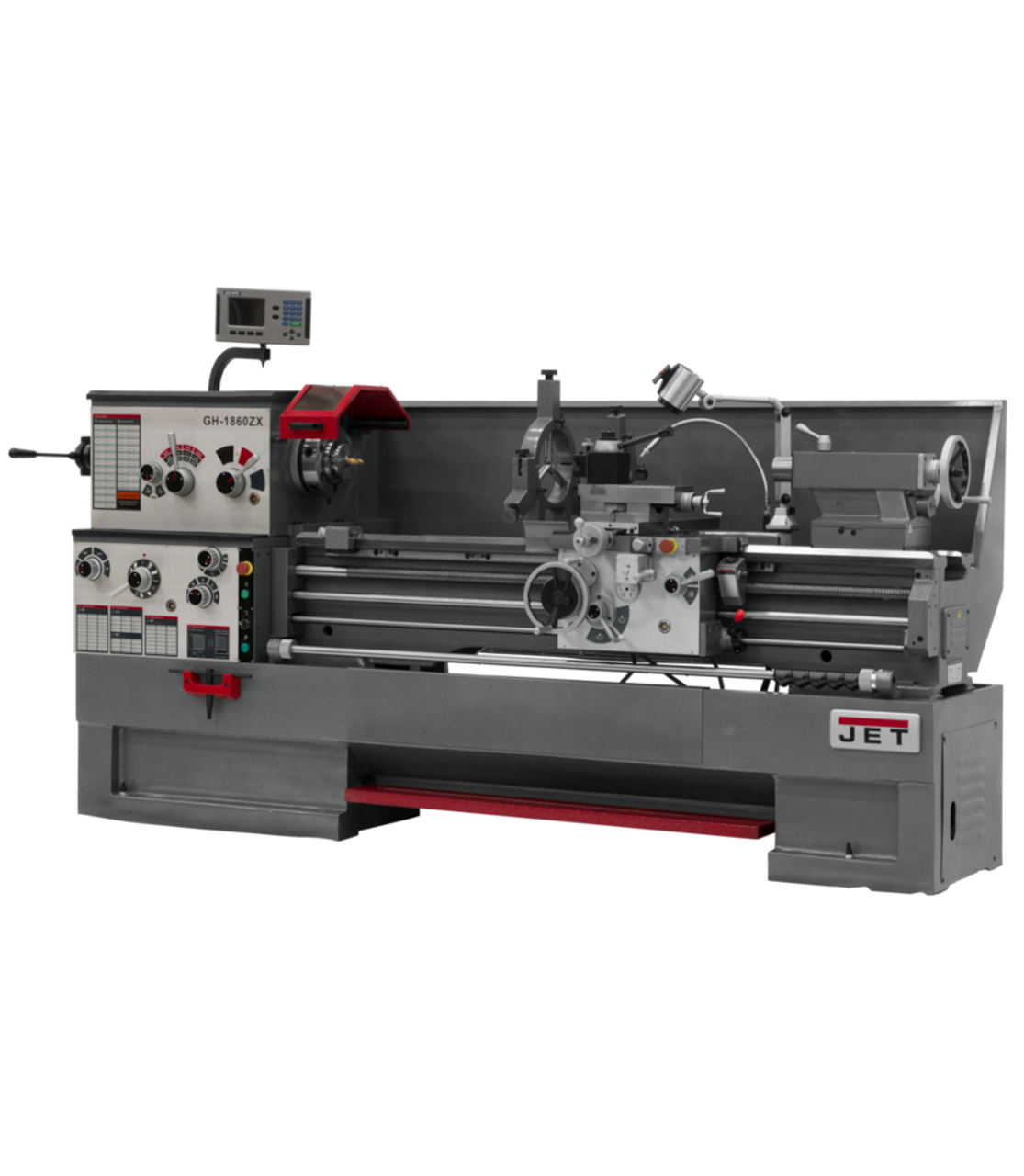 JET GH-1860ZX Large Spindle Bore Lathe with Newall DP700 DRO with Taper Attachment and Collet Closer 460V