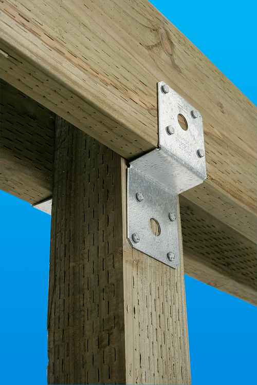 Installed DJT14SS Stainless-Steel Deck Joist Tie for 2x