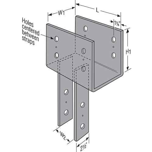 Simpson ECCU44ROT End Column Cap with Uplift for 4x4 (Rotated Straps)