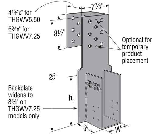 Simpson THGWV5.50/11 Truss Hanger for Girders, Wraparound Design, Bolted