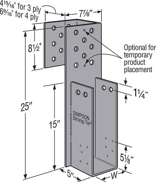 Simpson THGW3-3 Truss Hanger for Girders, Wraparound Design, Bolted