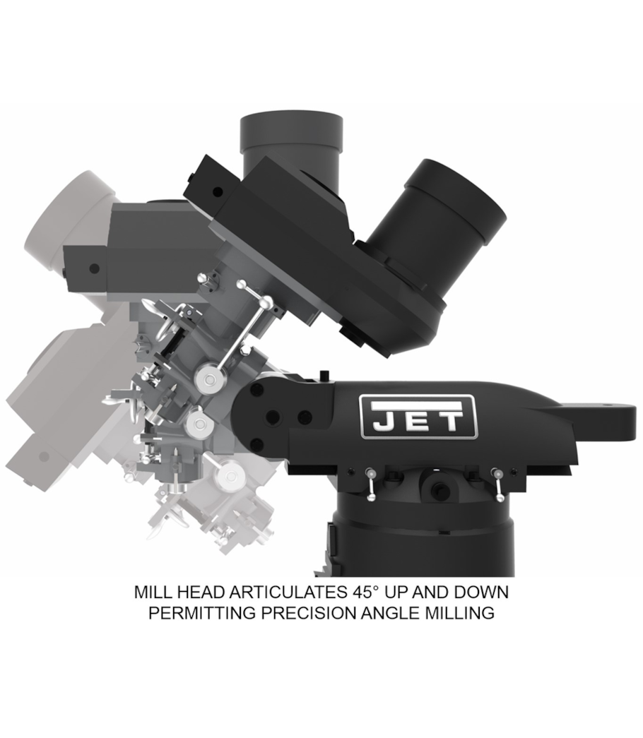 JET Elite EVS-949 Mill with 3-Axis ACU-RITE 303 (Knee) DRO and X-Axis JET Powerfeed and USA Made Air Draw Bar - 894346