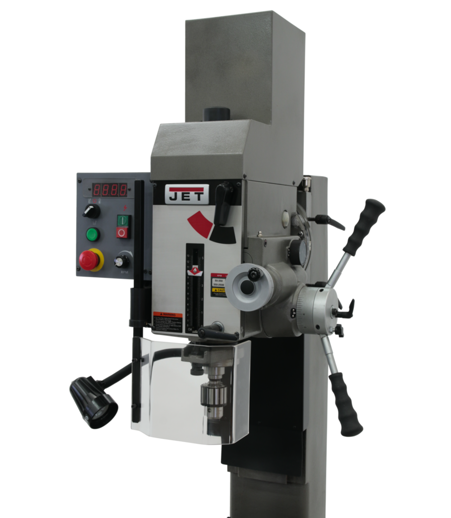 JET JMD-45VSPFT Variable Speed Geared Head Square Column Mill/Drill with Power Downfeed & Newall DP500 2-Axis DRO - 351164