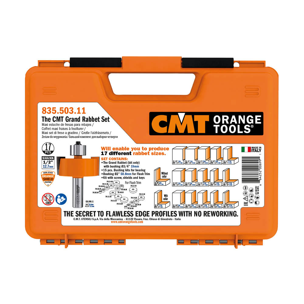 CMT 835.503.11 CMT Grand Rabbet Set in Carrying Case 1/2-Inch Shank Carbide-Tipped