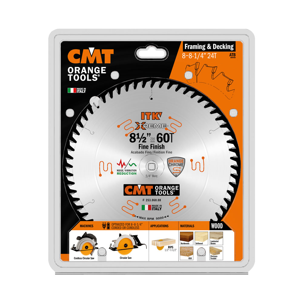 CMT 253.060.08 ITK Xtreme - Sliding Fine Finish Circular Saw Blade 8"