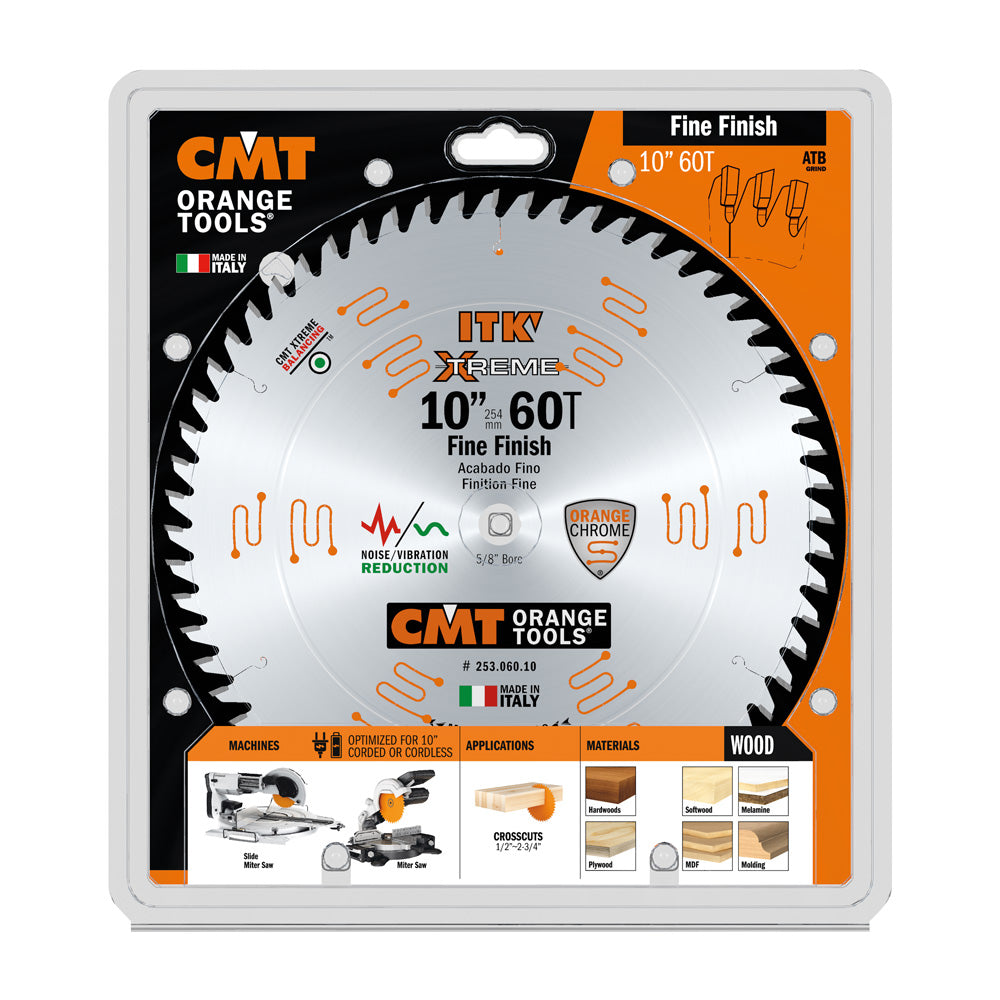 CMT 253.060.10 ITK Xtreme 10 In 60 Tooth Sliding Fine Finish Miter Saw Blade