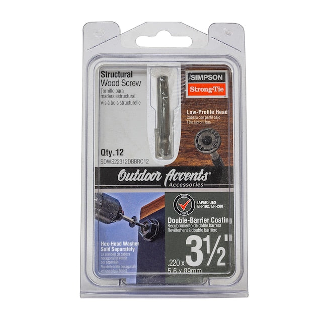 Simpson Strong-Tie 0.220 x 3-1/2" SDWS22312DBB Outdoor Accents Structural Wood Screw