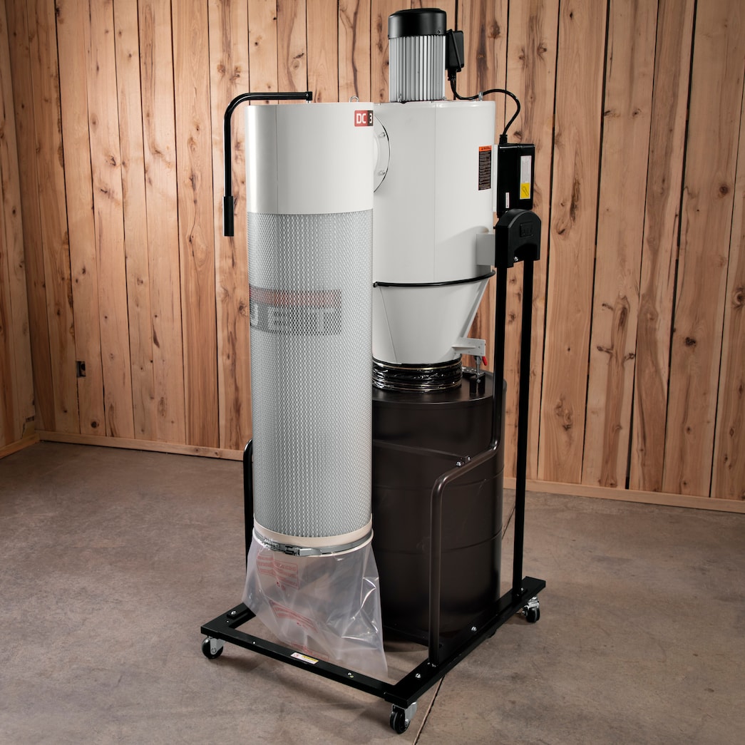 JET JCDC-3 Cyclone Dust Collector, 2-Micron Filter, 1240 CFM, 3 HP, 1Ph 230V