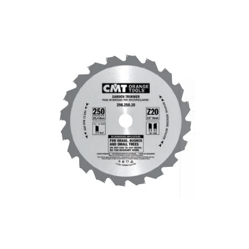 CMT 298.250.20H Carbide Trimmer Blade 10 inch X 20mm Bore X T20 - 10 degree ATB
