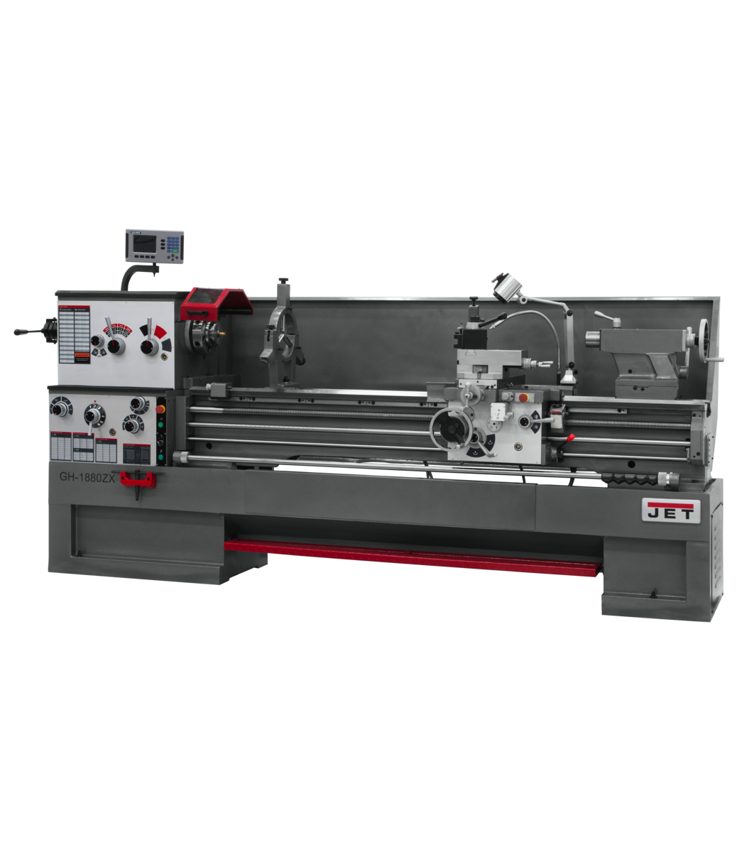 321599, GH-1880ZX , 18" Swing, 80" Between Centers, GH-1880ZX With ACU-RITE 303 DRO With Taper Attachment and Collet Closer installed, Jet, Metalworking, Turning, Lathes