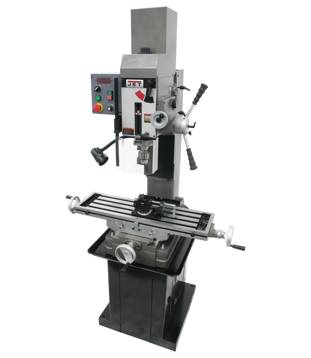 351157, JMD-45VSPFT, Variable Speed Geared Head Square Column Mill Drill with Power Downfeed & Newall DP700 2-Axis DRO & X-Axis Powerfeed