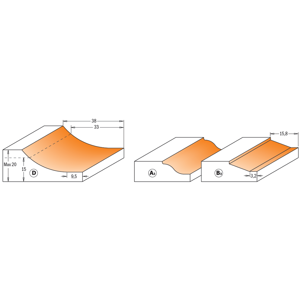 CMT 890.501.11 Horizontal Raised Panel Bit 1/2-Shank 3-1/4-Inch Diameter Carbide-Tipped