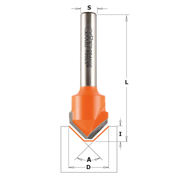 CMT 815.001.11 V-Grooving Bits for composite panels with 45/64" Diameter and 19/64" Cutting Length