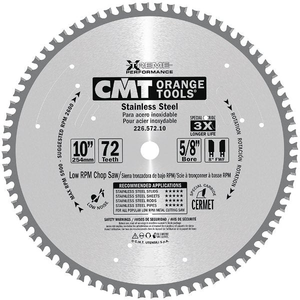 CMT 226.548.07 Stainless Steel Saw Blade with 7-1/4-Inch by 48 Teeth TCG Grind and 5/8-Inch Bore