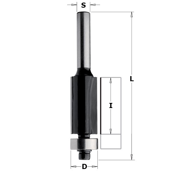 CMT 80603 Contractor Flush Trim Bit, 3/8-inch Diameter, 1/4-inch Shank