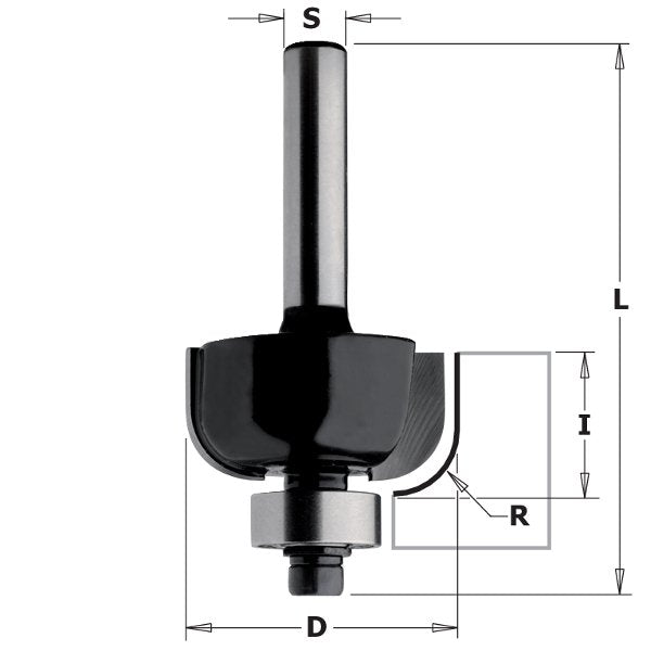 CMT 83702 Contractor Cove Bit, 1-inch Cutting Diameter, 1/4-inch Radius, 1/4-inch Shank