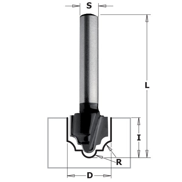 CMT 84805 Contractor Plunge Ogee Bit, 1-2-inch Diameter, 3/32-inch Radius, 1/4-inch Shank