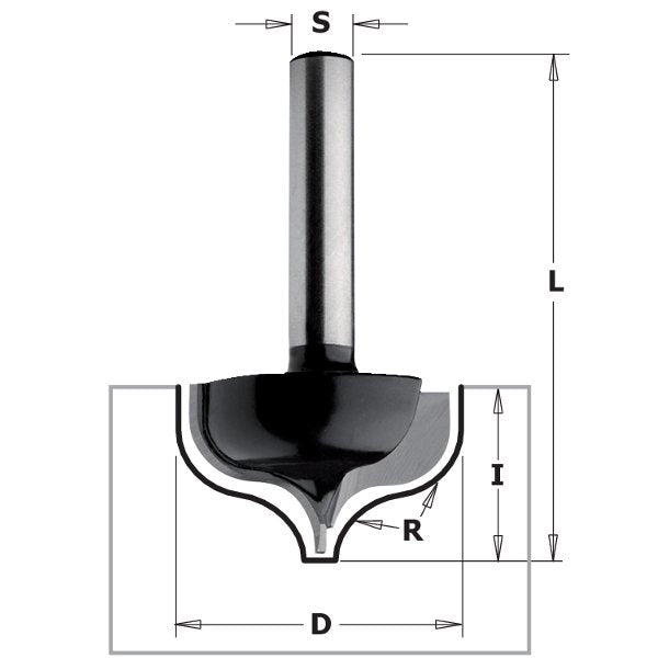CMT 86508 Decorative Ogee Bit, 1-1/32-inch Diameter, 1/4-inch Radius, 1/4-inch shank