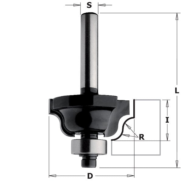 CMT 84001 Contractor Roman Ogee Bit, 1-1/8-inch Diameter, 5/32-inch Radius, 1/4-inch Shank
