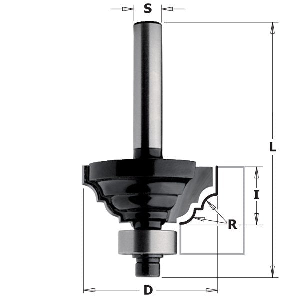 CMT 84103 Contractor Classical Ogee Bit, 1-1/8-inch Diameter, 1/8-inch Radius, 1/4-inch Shank