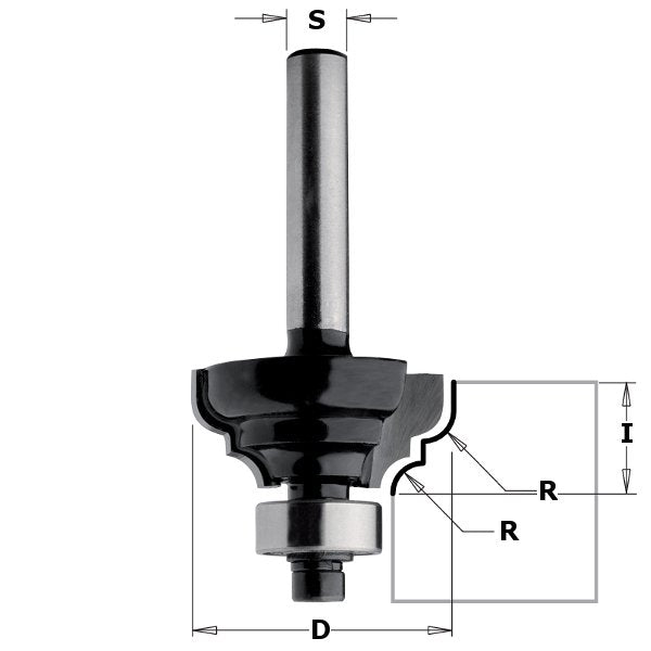 CMT 84403 Contractor Classical Ogee Bit, 1-inch Diameter, 1/8-inch Radius, 1/4-inch Shank
