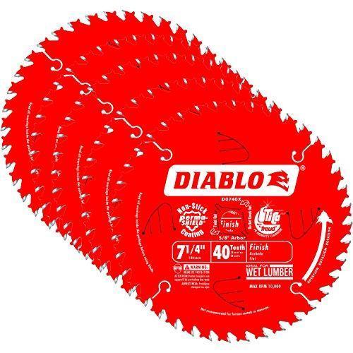 Diablo D0740A 7-1/4" 40 Tooth ATB Finishing Saw Blade with 5/8-Inch Arbor, Diamond Knockout, and PermaShield Coating