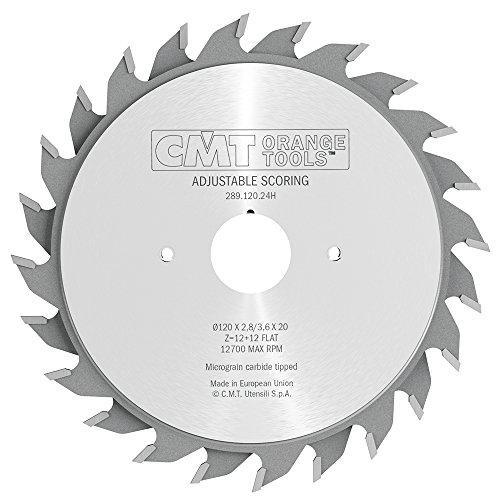 CMT 289.120.24H Industrial Adjustable Scoring Blade and 120mm 4-23/32-Inch by 24 Teeth Flat Grind with 20mm Bore