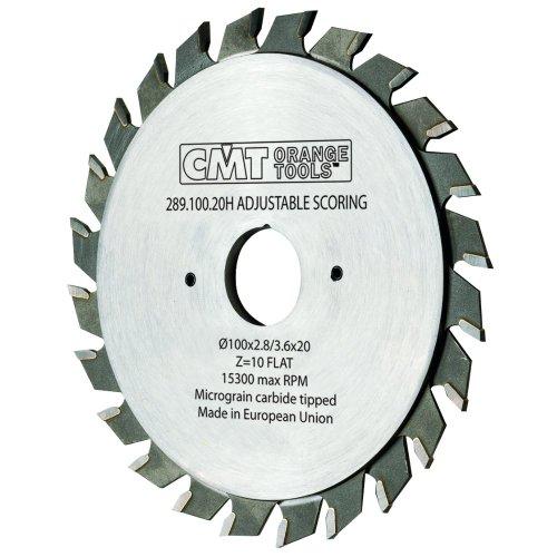 CMT 289.100.20H Industrial Adjustable Scoring Blade and 100mm 3-15/16-Inch by 20 Teeth Flat Grind with 20mm Bore