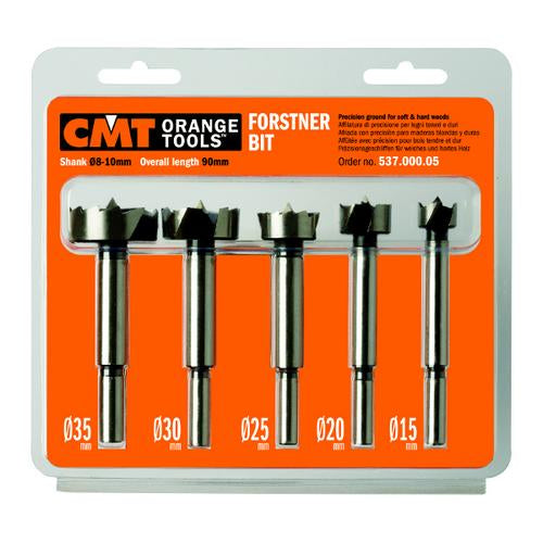 CMT 537.000.05 5-Piece Forstner Bit set, 15-20-25-30-35mm Diameters, 8-10mm Shank