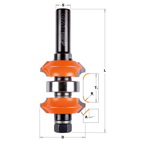 CMT 800.623.11 Adjustable Roundover and Bevel Bit with 1-1/2-Inch Diameter with 1/2-Inch Shank