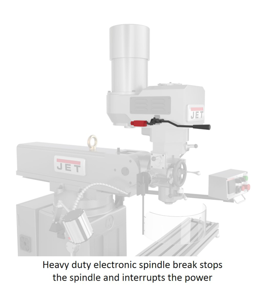 JET JTM-1050EVS2/230 Mill With 3-Axis Acu-Rite 303 DRO (Knee) With X, Y and Z-Axis Powerfeeds and Air Powered Draw Bar - 690680