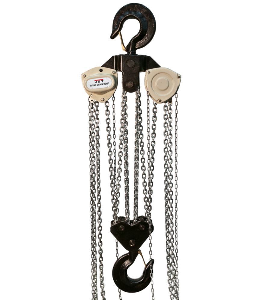 JET 15-Ton Hand Chain Hoist with 20' Lift & Overload Protection | L-100 1500WO-20