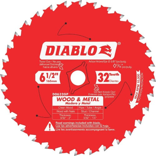 Diablo D0632GPX 6-1/2 in x 32 Tooth Wood & Metal Carbide Saw Blade