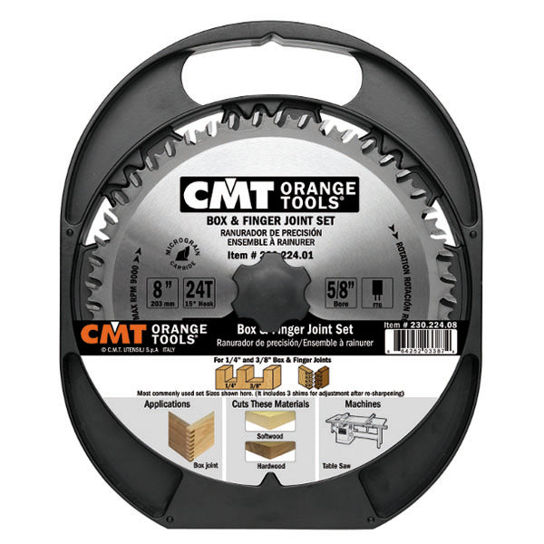 CMT 230.224.08 Box and Finger Joint Set 8-Inch Diameter by 24 Teeth FTG Grind with 5/8-Inch Bore