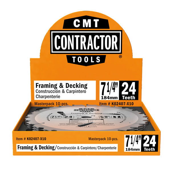 CMT K02406 ITK Contractor Framing/Decking Saw Blade and 6-1/2 X 24 Teeth 12-Degree ATB with 5/8-Inch Bore