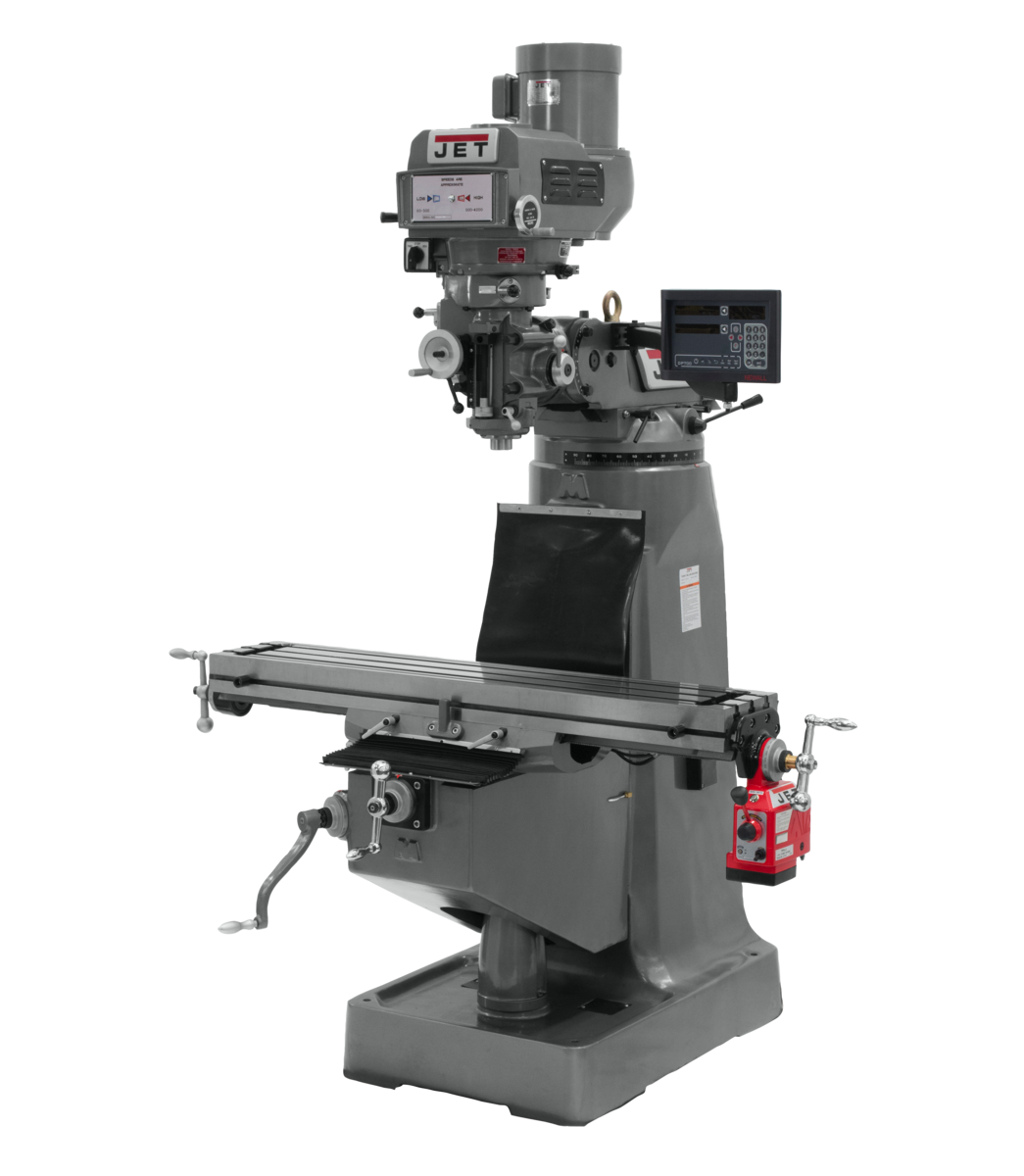 691232, JTM-4VS Mill JTM-4VS Mill with 3-axis NEWALL DP700 DRO (Knee) and X Powerfeed Installed